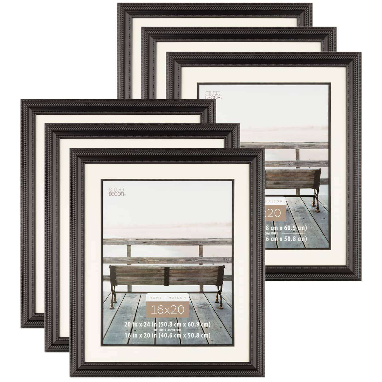6 Pack: Black Rope 16 x 20 Frame with Mat, Home by Studio Décor®